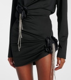 Area Draped embellished jersey miniskirt