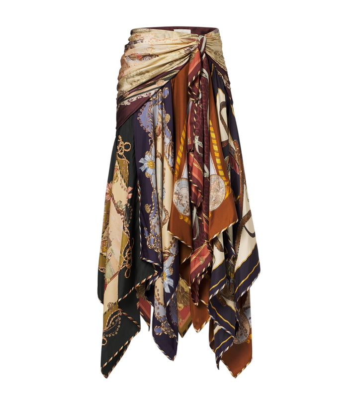 Photo: Zimmermann Valiant draped printed silk maxi skirt