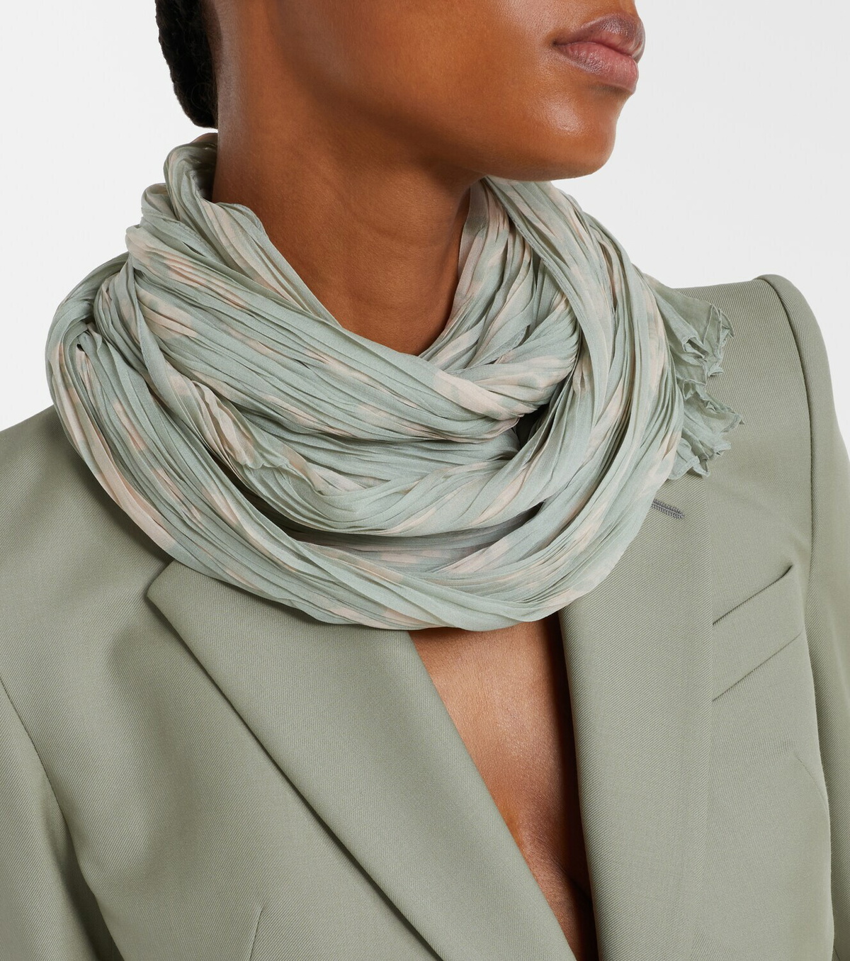 McQueen Skull pleated silk scarf
