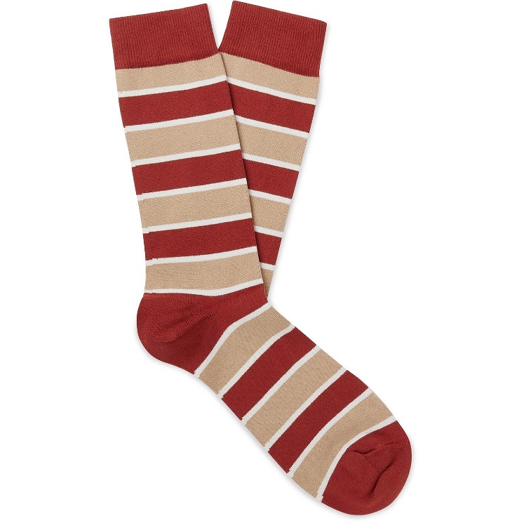 Photo: Sunspel - Striped Cotton-Blend Socks - Red