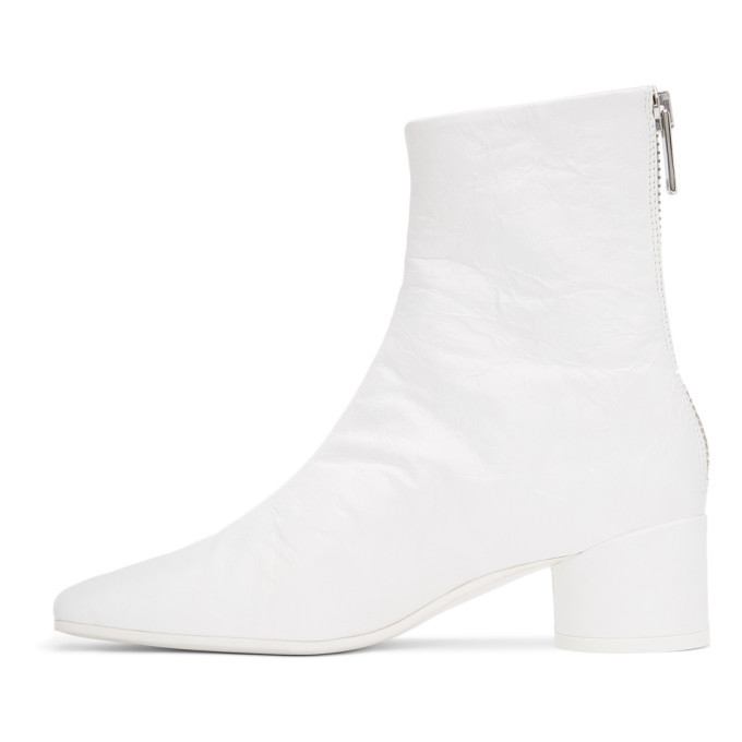 MM6 Maison Margiela White Crinkled Logo Boots MM6 Maison Margiela