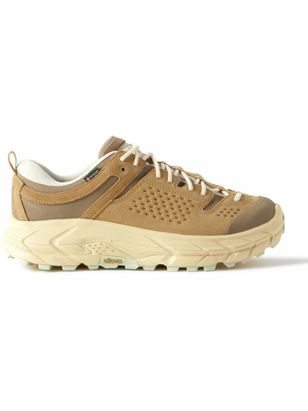 Photo: Hoka One One - Mesh-Trimmed Suede Sneakers - Brown