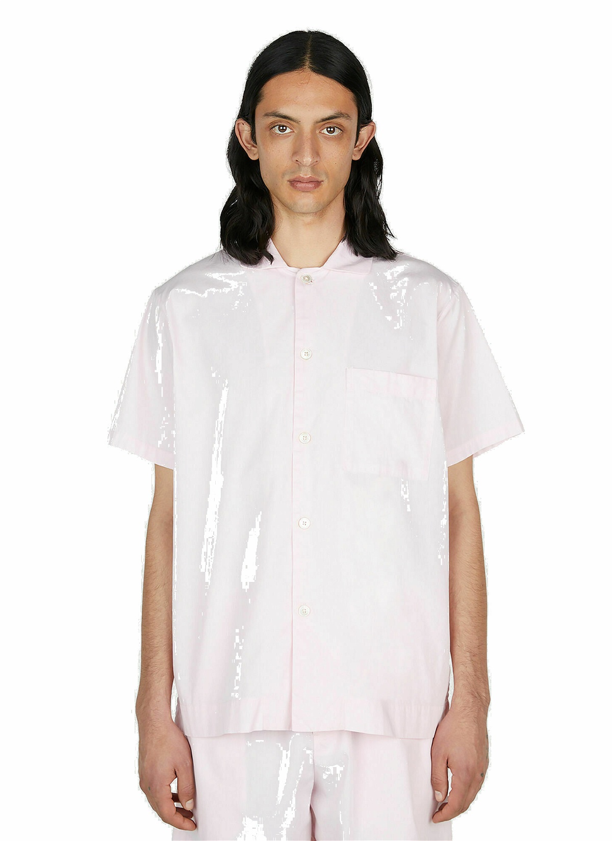 Tekla - Short Sleeve Shirt in Pink Tekla Fabrics