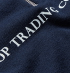 Pop Trading Company - Logo-Print Merino Wool-Blend Half-Zip Sweater - Blue