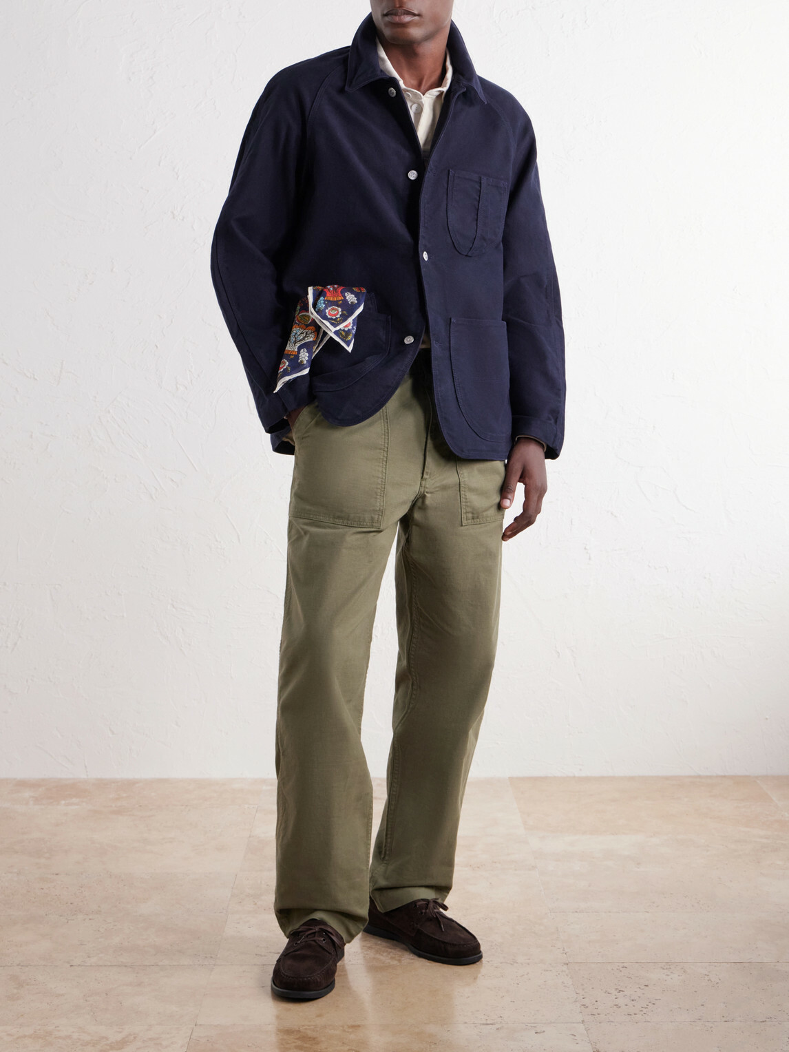 Drake's - Cotton-Moleskin Chore Jacket - Blue