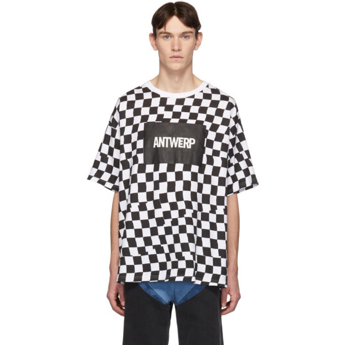 Photo: Vier White and Black Checkerboard Box Logo T-Shirt