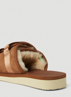 Moto-Mab Shearling Sandals in Brown