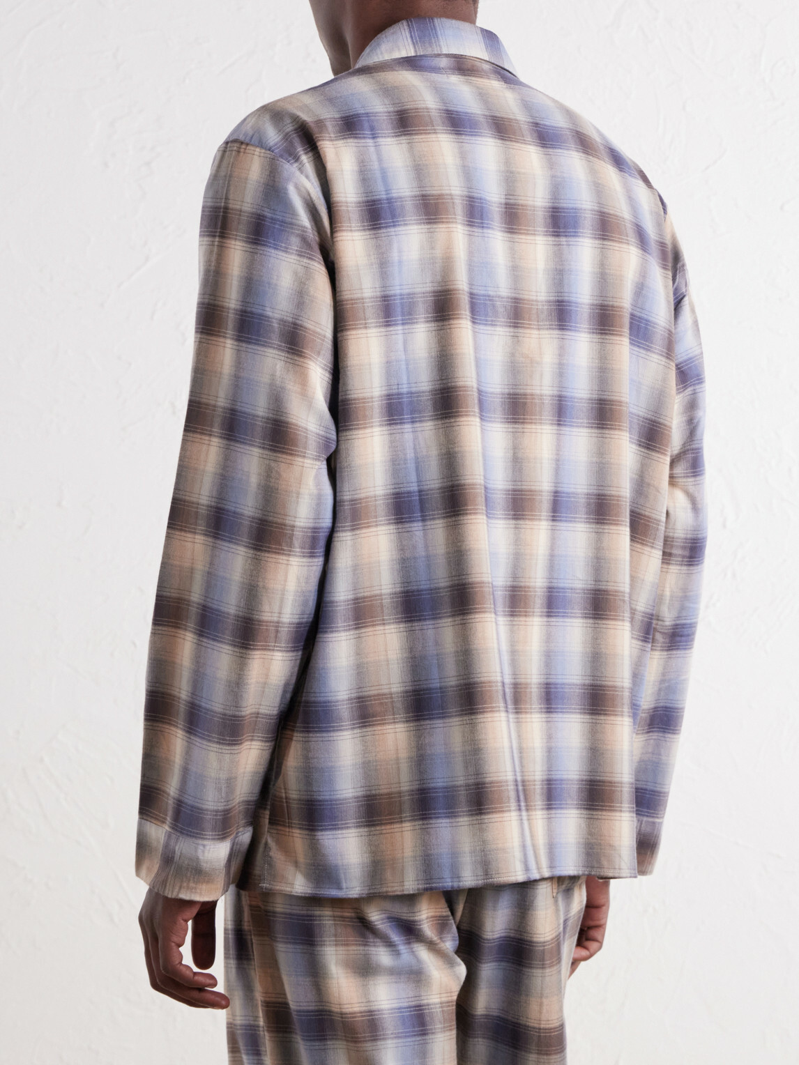 TEKLA - Auralee Checked Organic Cotton-Flannel Pyjama Shirt - Blue