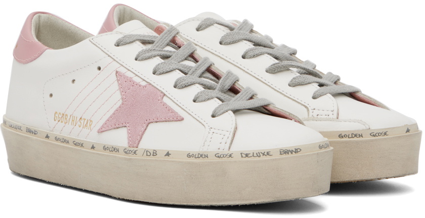 Golden Goose White & Pink Hi Star Sneakers