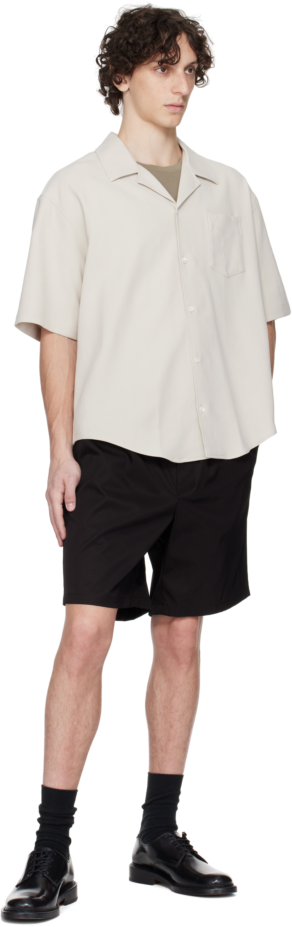 AMI Paris Black Twill Shorts
