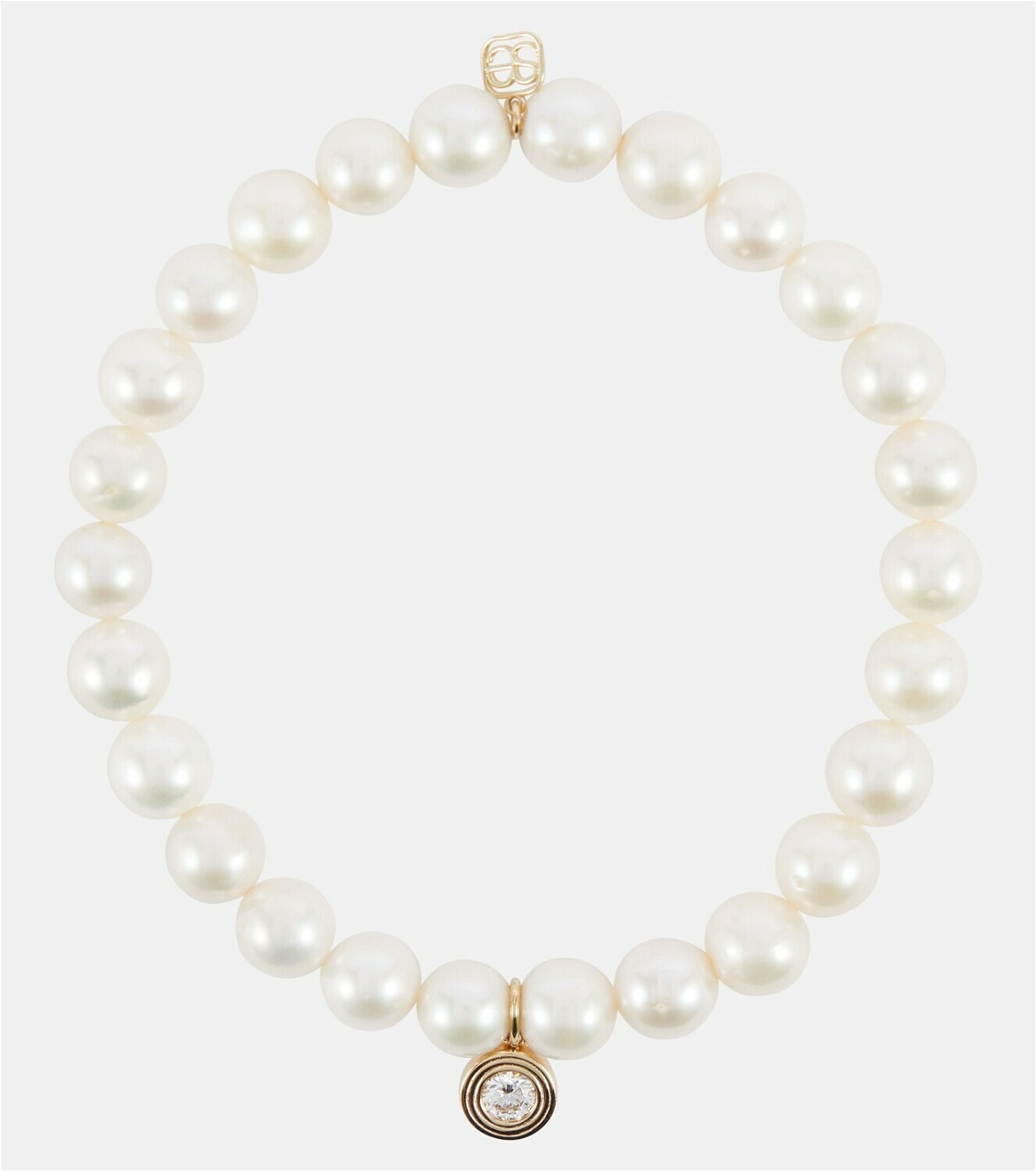 Sydney Evan 14kt gold and pearl bracelet with diamond