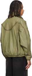 WOOYOUNGMI Khaki High Neck Leather Jacket