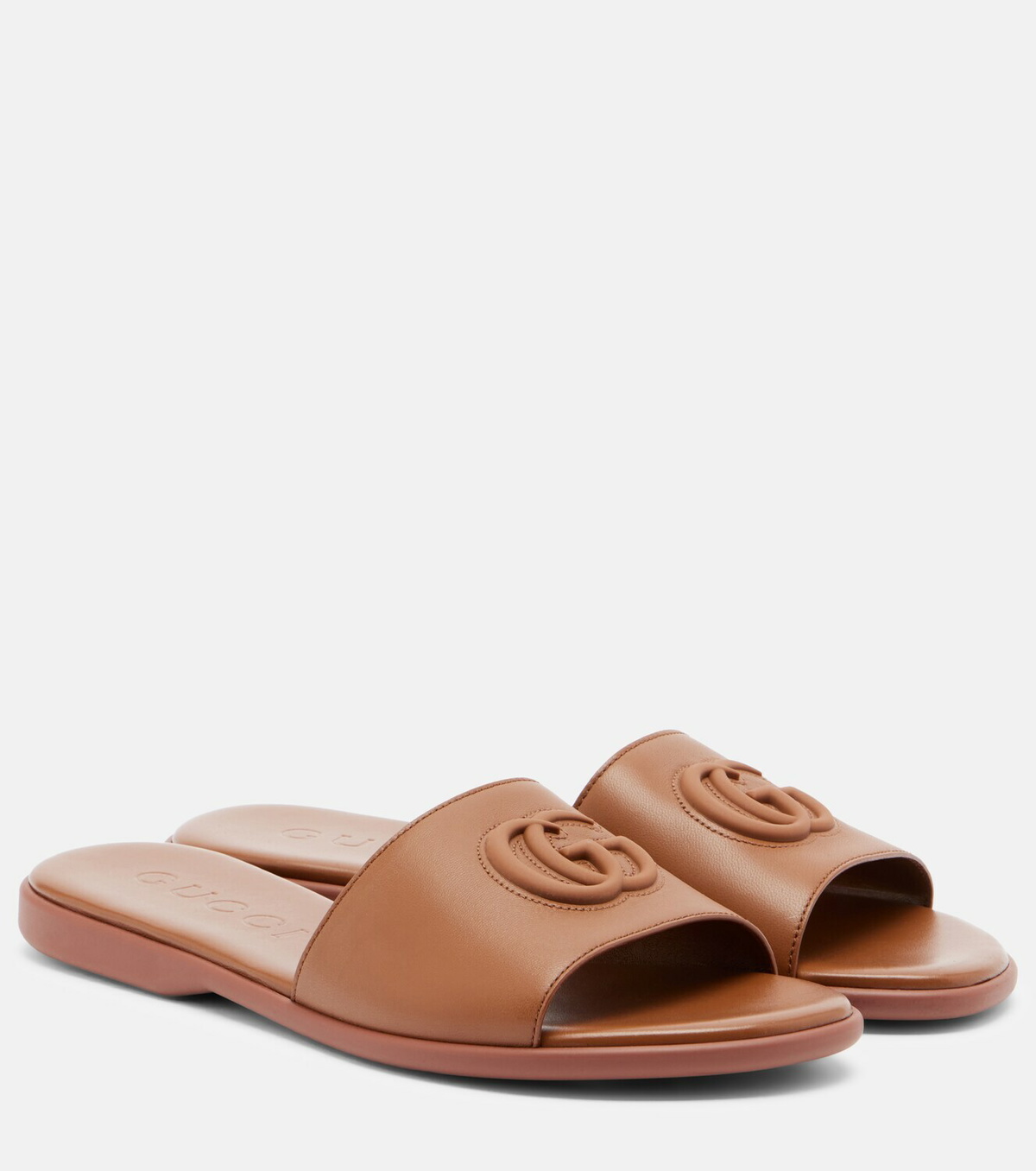 Gucci Double G leather slides