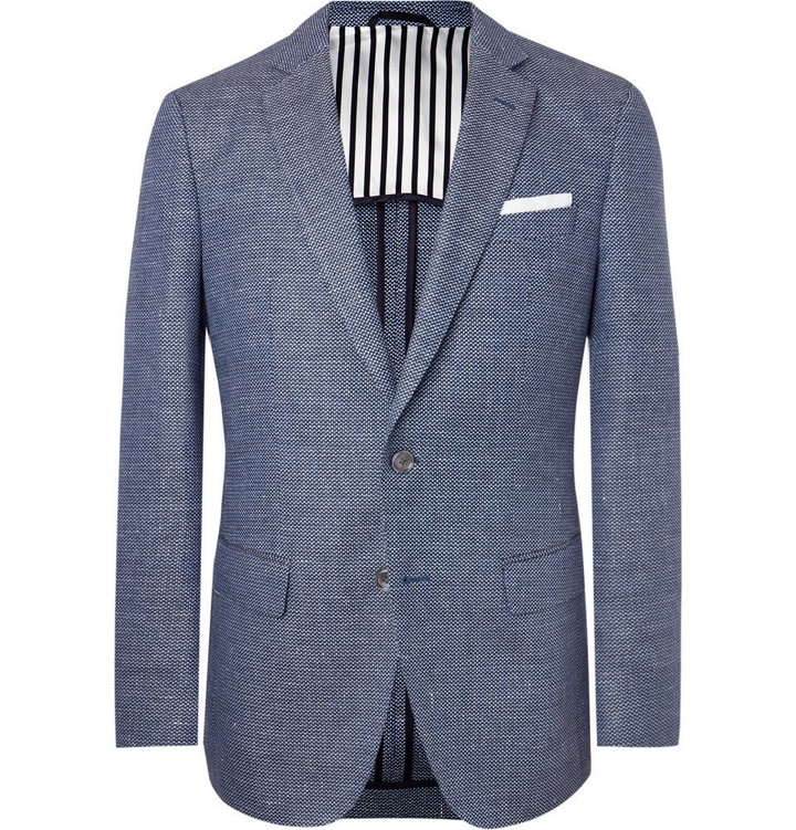 Photo: Hugo Boss - Navy Hartlay Slim-Fit Unstructured Virgin Wool and Linen-Blend Blazer - Navy