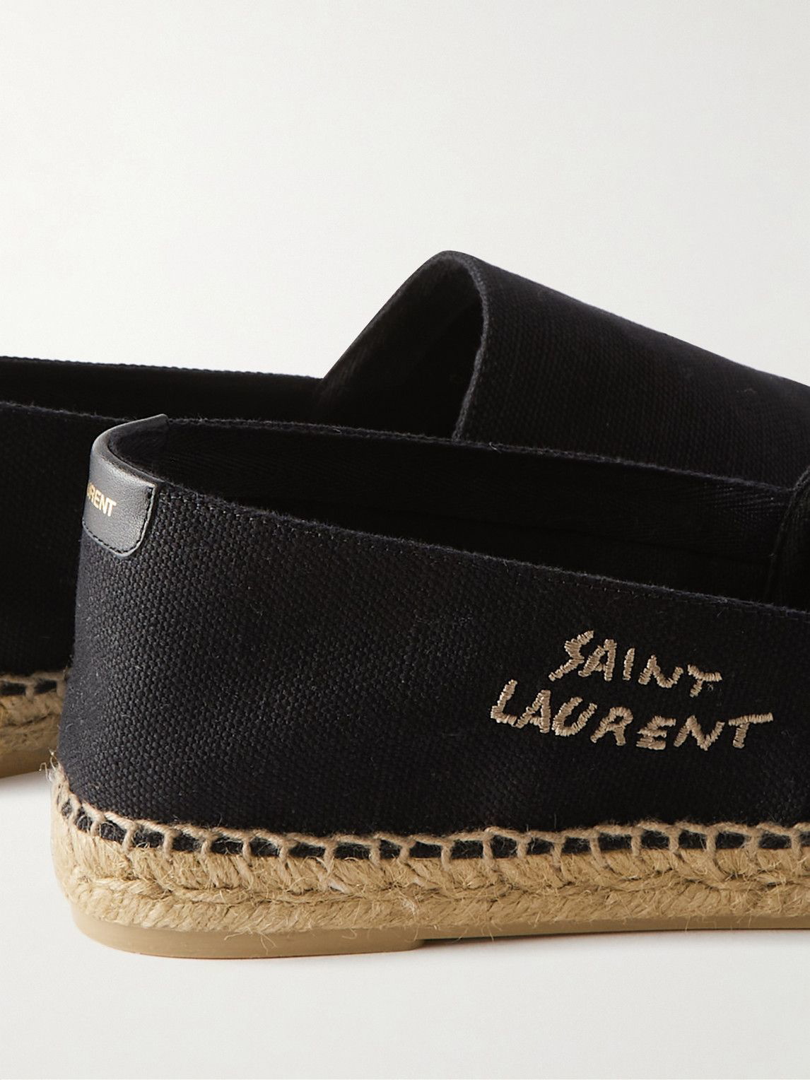 Saint Laurent Logo-Embroidered Leather-trimmed Canvas Espadrilles