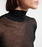 Mugler Sheer jersey turtleneck top