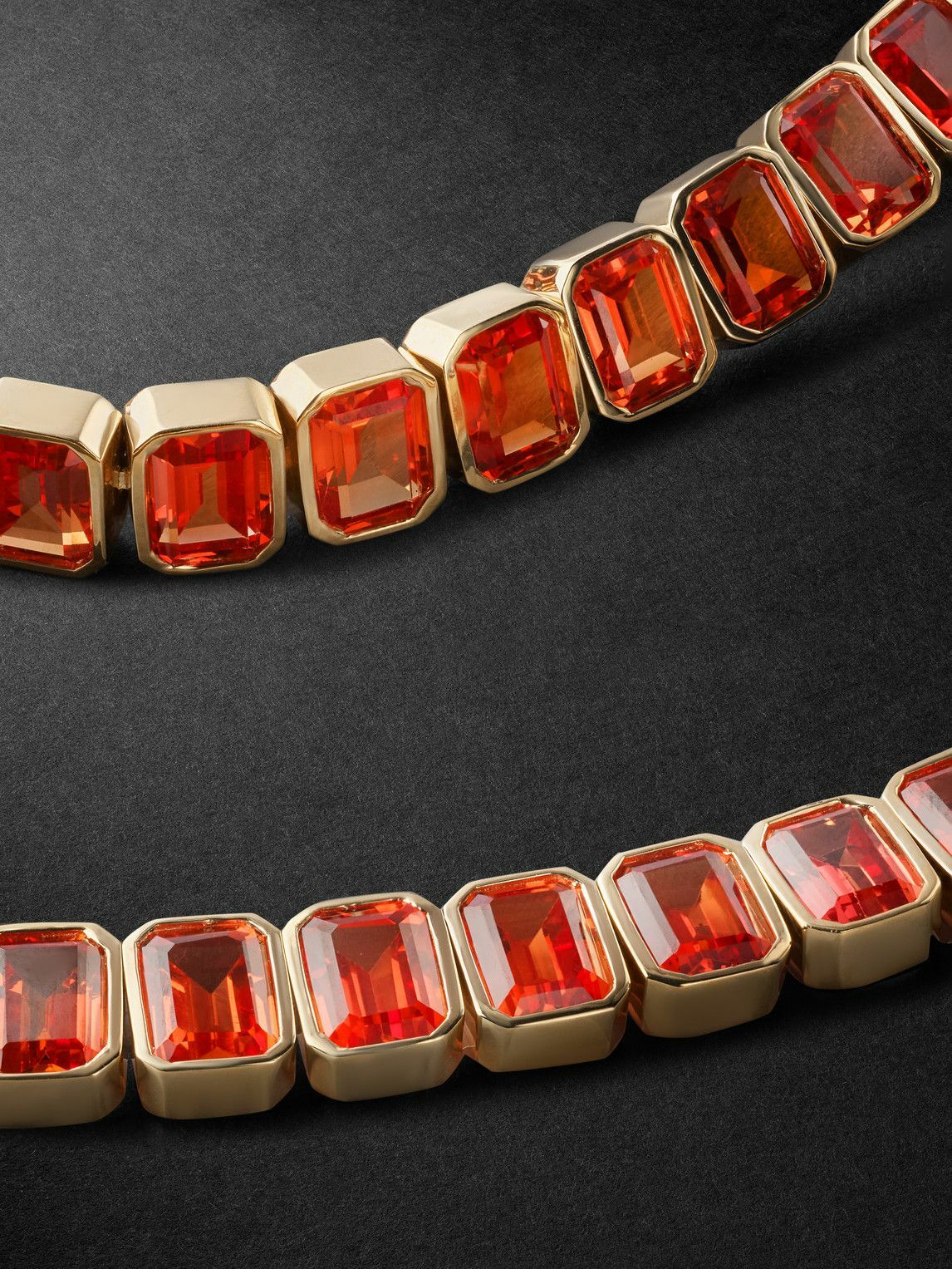 42 Suns - 14-Karat Gold Orange Sapphire Tennis Necklace