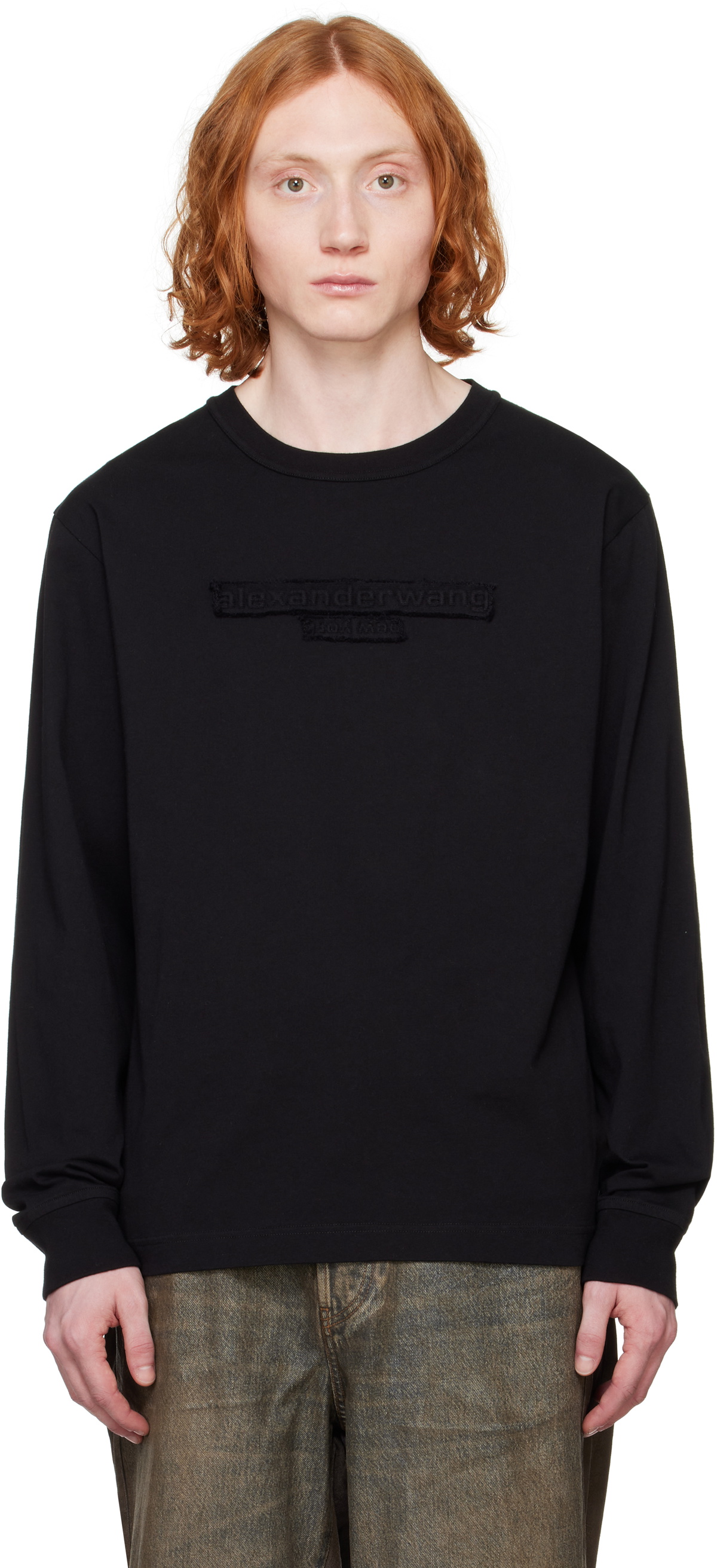 Alexander Wang Black Battery Logo-Print Graphic T-shirt