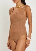 Hunza G Coverage Square-neck Crinkle Swimsuit - Brown - One Size
