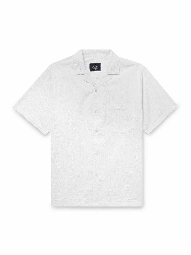 Photo: Portuguese Flannel - Atlantico Convertible-Collar Cotton-Seersucker Shirt - White