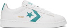 Converse White & Blue Leather Pro OX Sneakers