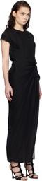 Lanvin Black Asymmetrical Pleated Maxi Dress
