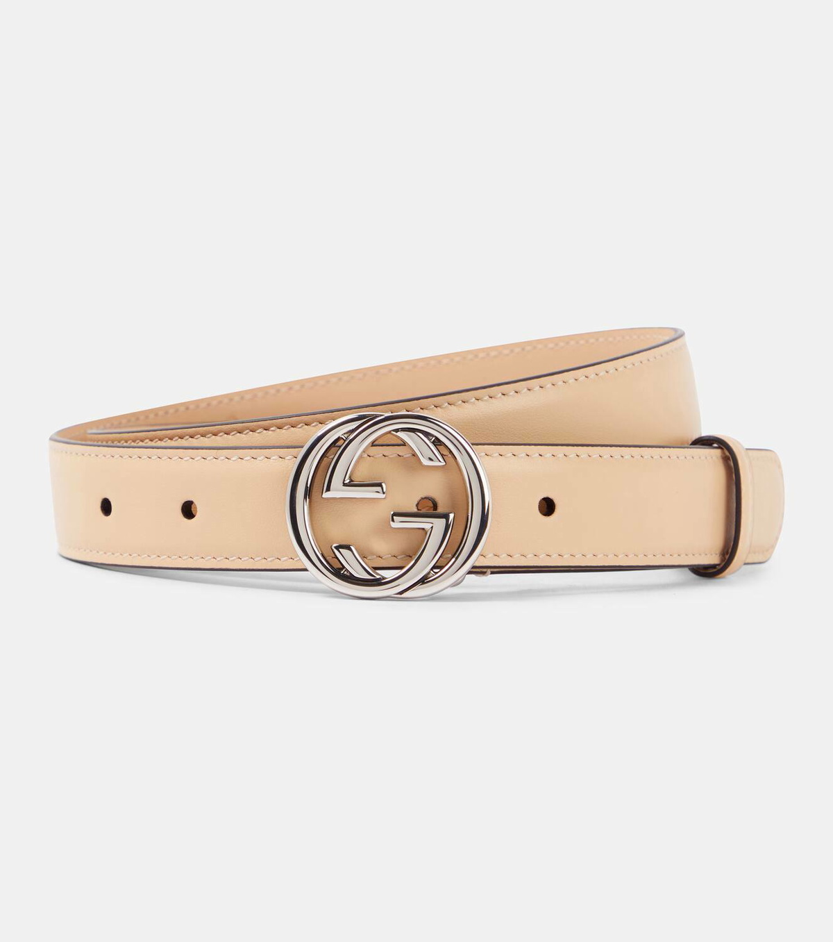 【GUCCI】 beige leather belt （関税送料込） Gucci Interlocking G leather belt Gucci