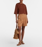 Max Mara Medeola pleated cotton-blend Bermuda shorts
