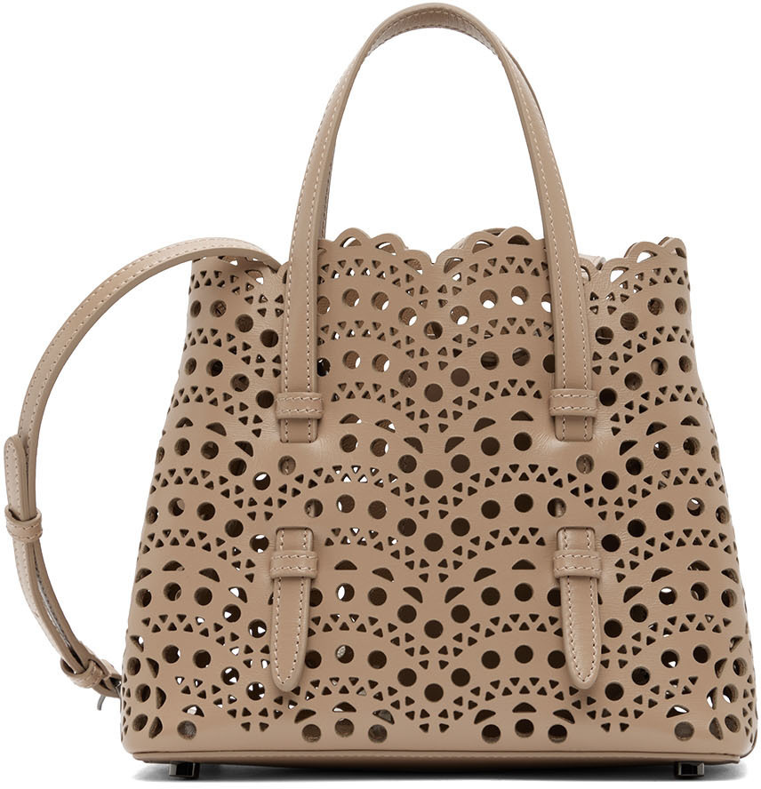 ALAÏA Beige Mina 20 Top Handle Bag