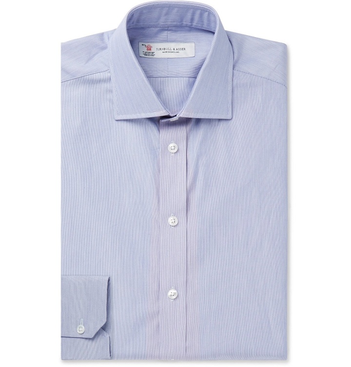 Photo: Turnbull & Asser - Navy Slim-Fit Striped Cotton Shirt - Blue