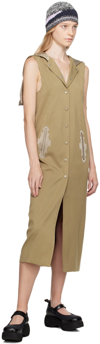 OPEN YY Beige Zip Hood Midi Dress