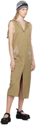 OPEN YY Beige Zip Hood Midi Dress