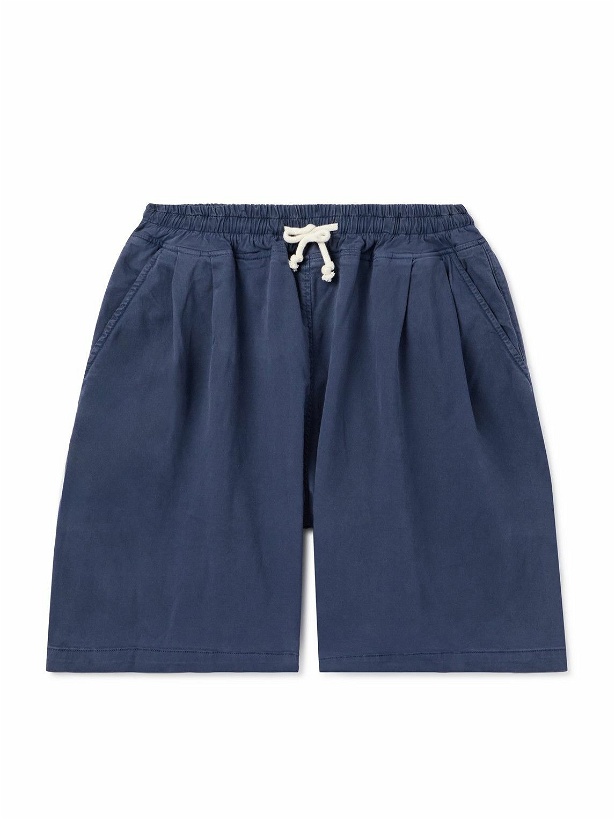 Photo: The Frankie Shop - Wide-Leg Pleated Denim Drawstring Shorts - Blue