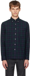 BEAMS PLUS Navy & Green Button Down Shirt