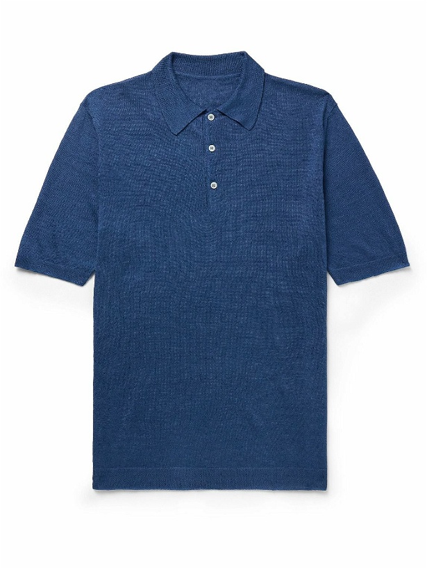 Photo: Anderson & Sheppard - Linen Polo Shirt - Blue