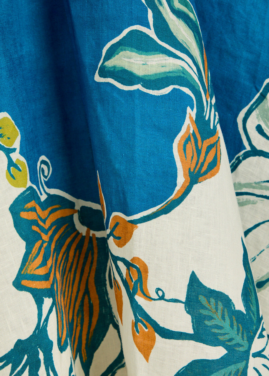 Alemais Luda Floral-print Linen Maxi Dress Blue