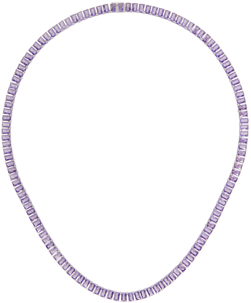 Hatton Labs Purple Emerald-Cut Tennis Necklace