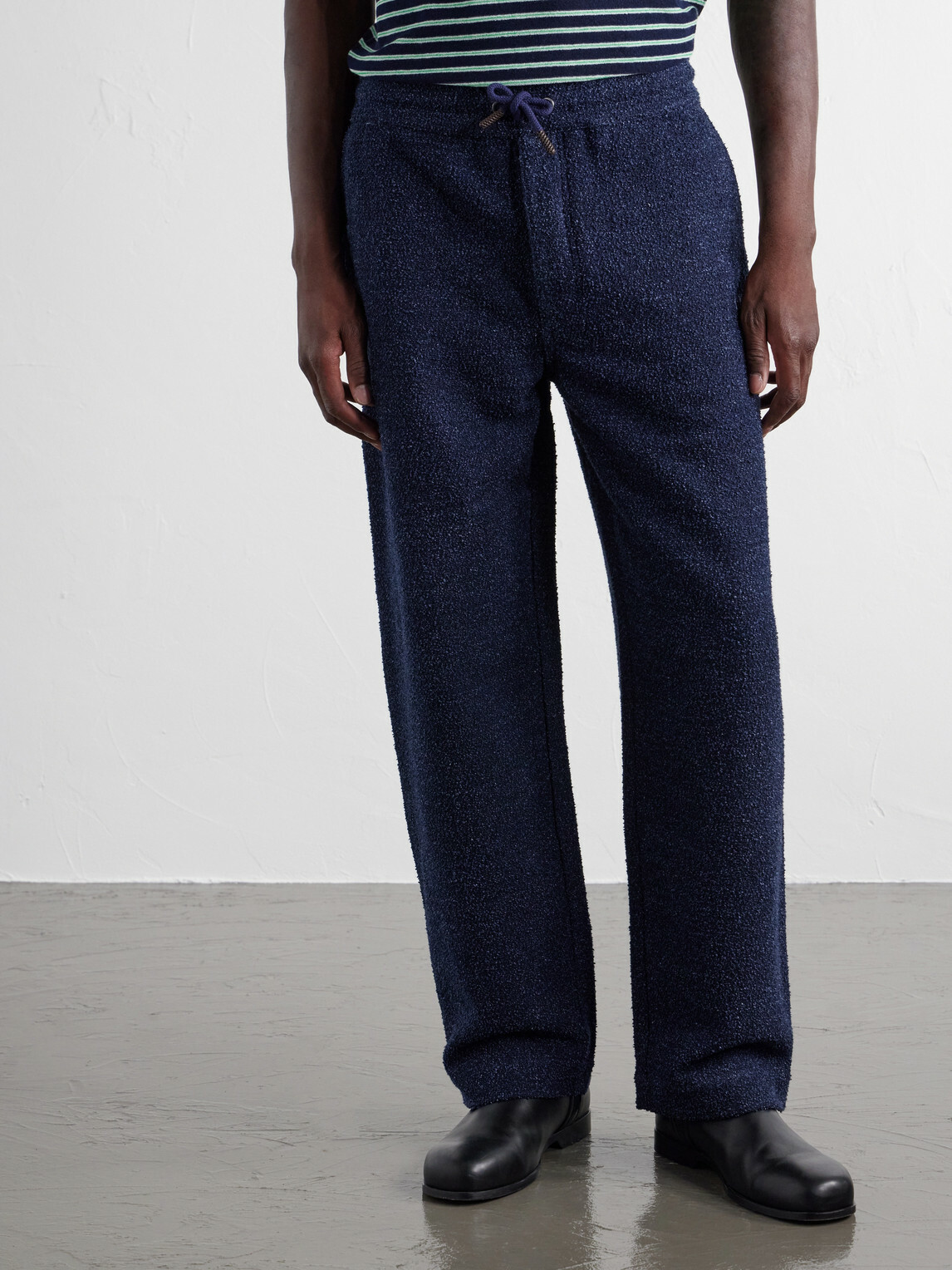 LOEWE - Wide-Leg Cotton-Blend Terry Drawstring Trousers - Blue