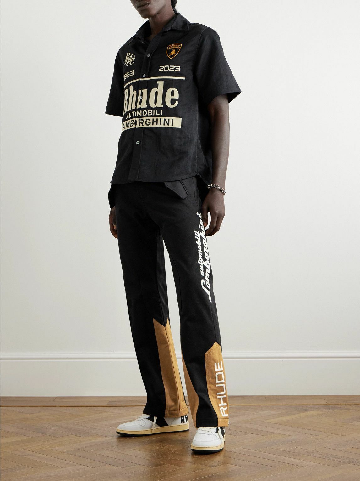 Rhude Printed Panelled StraightLeg CottonTwill Trousers