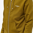 Balmain Men's Flock Zipped Hoody in Khaki/White