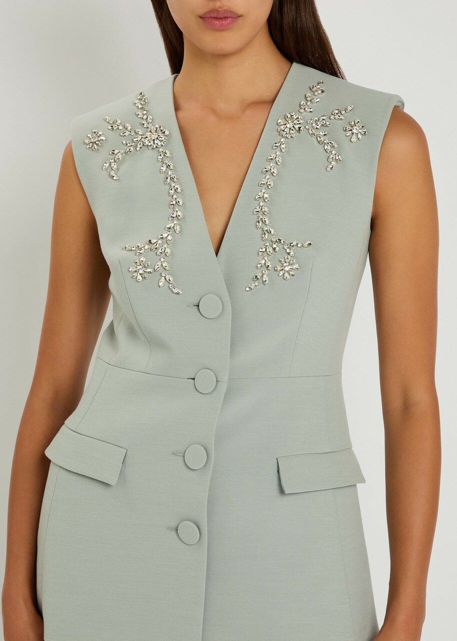 Huishan Zhang Sigrid Crystal-embellished Woven Vest Grey