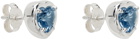 Hatton Labs Silver & Blue Heart Stud Earrings