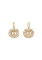 Valentino Garavani Vlogo Two-toned Crystal-embellished Drop Earrings - Gold - One Size