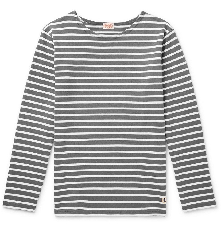 Photo: Armor Lux - Striped Cotton T-Shirt - Gray