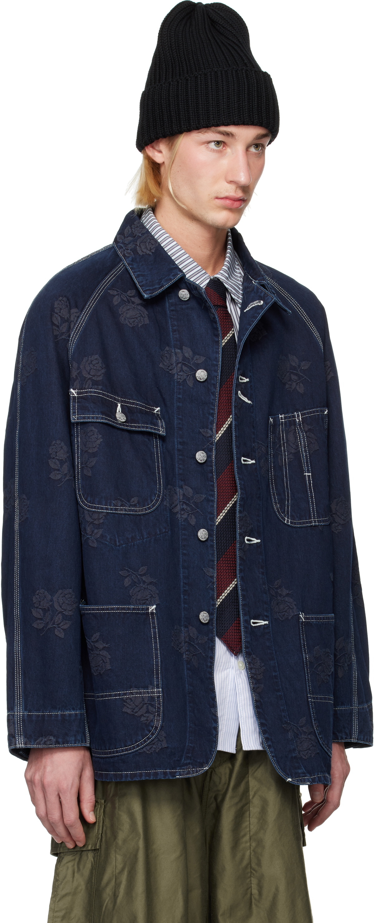 P&M Emb. Jacket - 10.5oz C/L/PU Denim (KP158) | NEEDLES