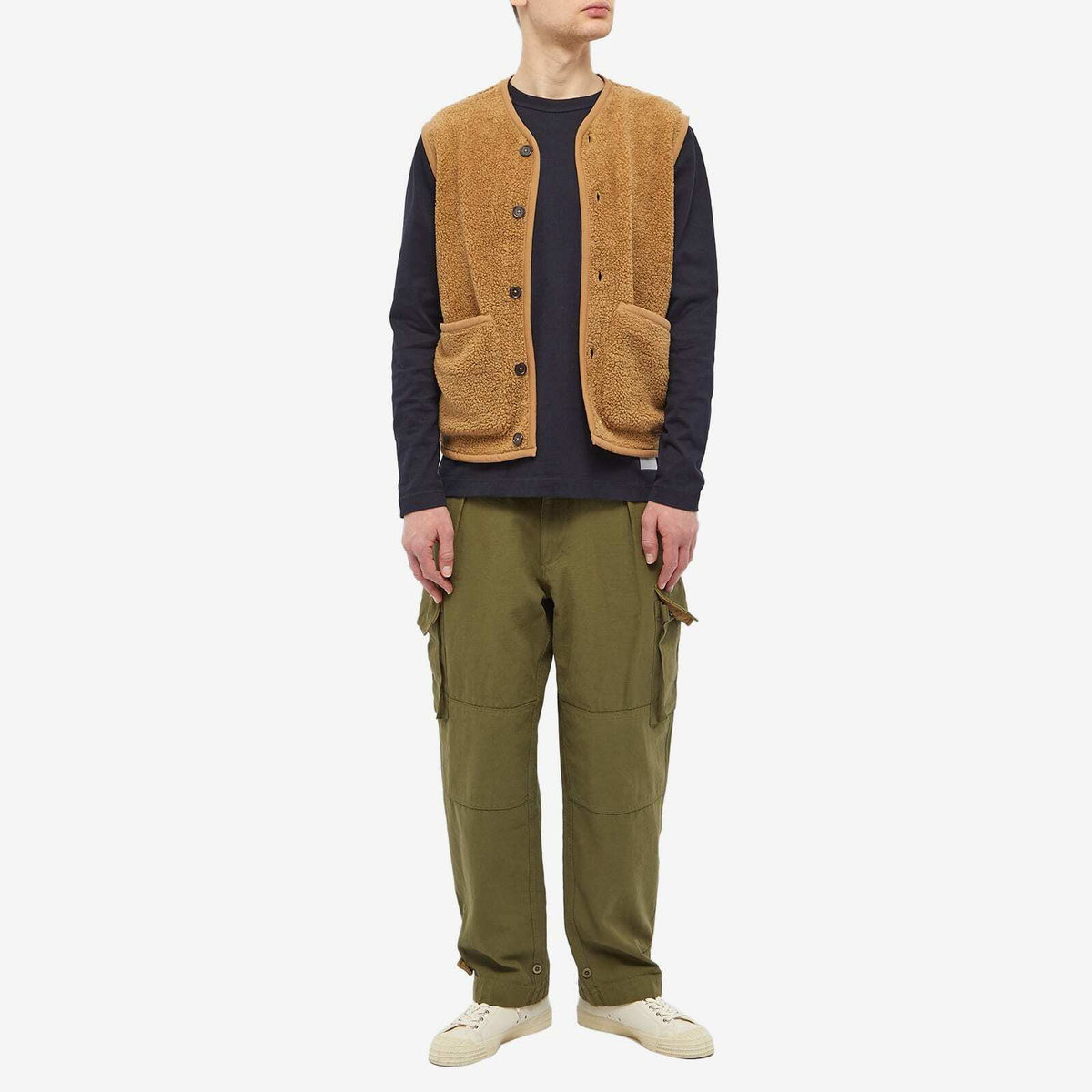 Universal Works Men s Lancaster Mountain Fleece Gilet In Sand Universal 