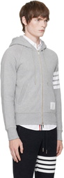 Thom Browne Gray Classic Loopback 4-Bar Zip-Up Hoodie