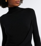 Mugler Draped wool-blend jersey midi dress
