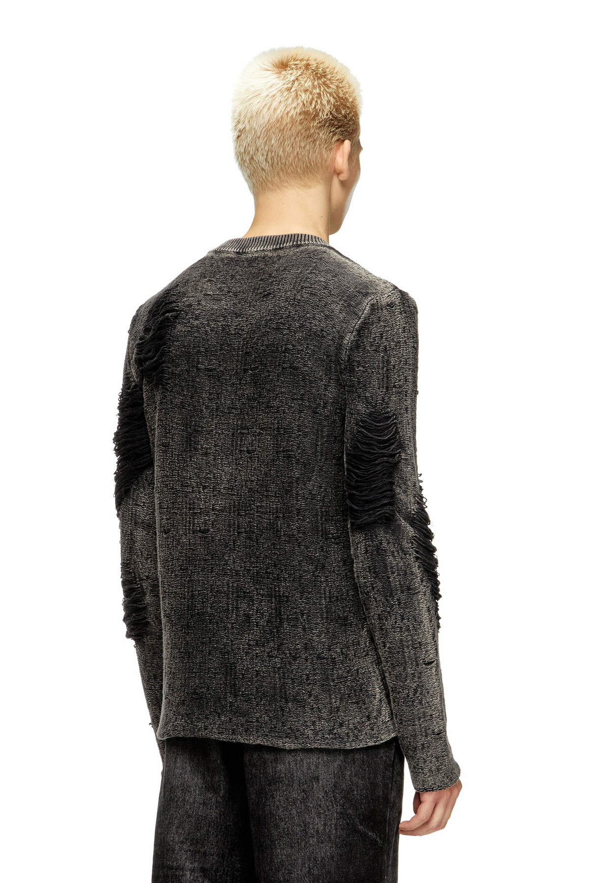 Diesel Destroyed jumper with floating yarns - Knitwear Mens in Black
