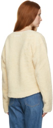Helmut Lang Off-White Fleece V-Neck Sweater
